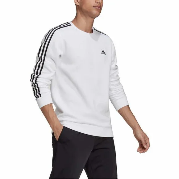 Adidas Men’s Crew Neck Sweatshirt WHITE - Picture 3 of 9